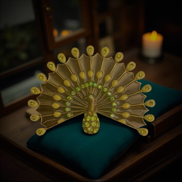 Large Peacock Brooch Pin Pendant - One Of A Kind - Picture 1 of 6
